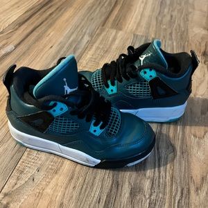 Nike Air Jordan 4 RetroIV BP PS Teal White Black Retro 308499-330 Size 11 boy